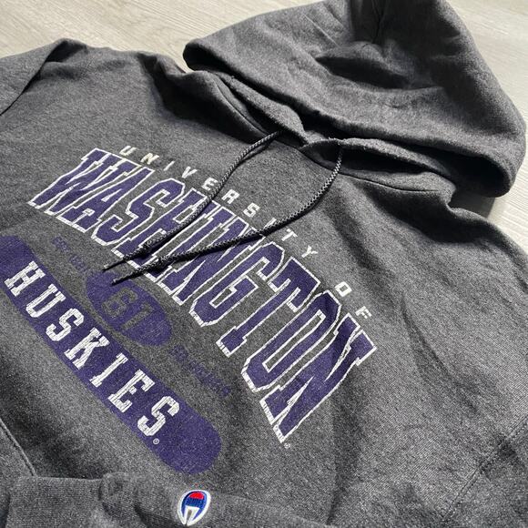University of Washington Huskies Champion Grey Purple Hoodie Size Large - Picture 2 of 5